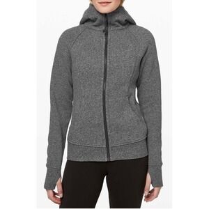 Lululemon Scuba Hoodie Full Zip Heathered Grey Fleece Jacket Size 8